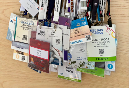 Collection of Josip Roca’s exhibitor and participant badges from international medical congresses